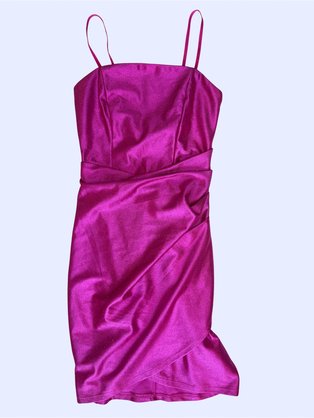 Emerald Sundae Magenta Sparkle Mini Dress With Spaghetti Straps